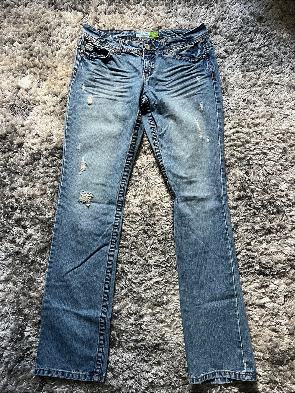 Aeropostale Bayla Skinny 9/10 Long Jeans AERO Distressed